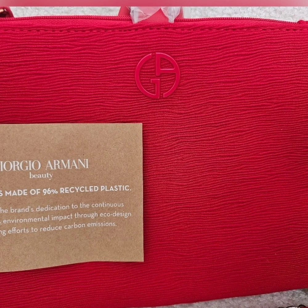 NEW Red Beauty Zipper Wristlet Armani GWP